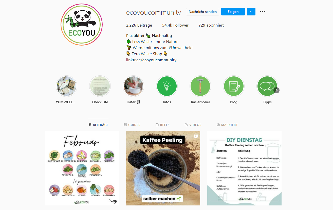 Mit EcoYou Nachhaltig verkaufen via Instagram im Social Commerce.