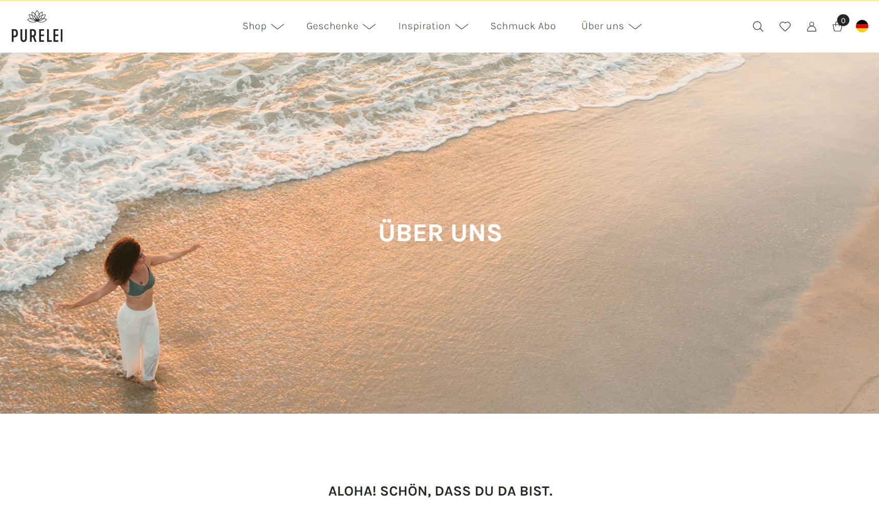 Screenshot der "Über Uns"-Seite von PURELEI. Eine eigene Marke gründen - wie das geht macht PURELEI vor.