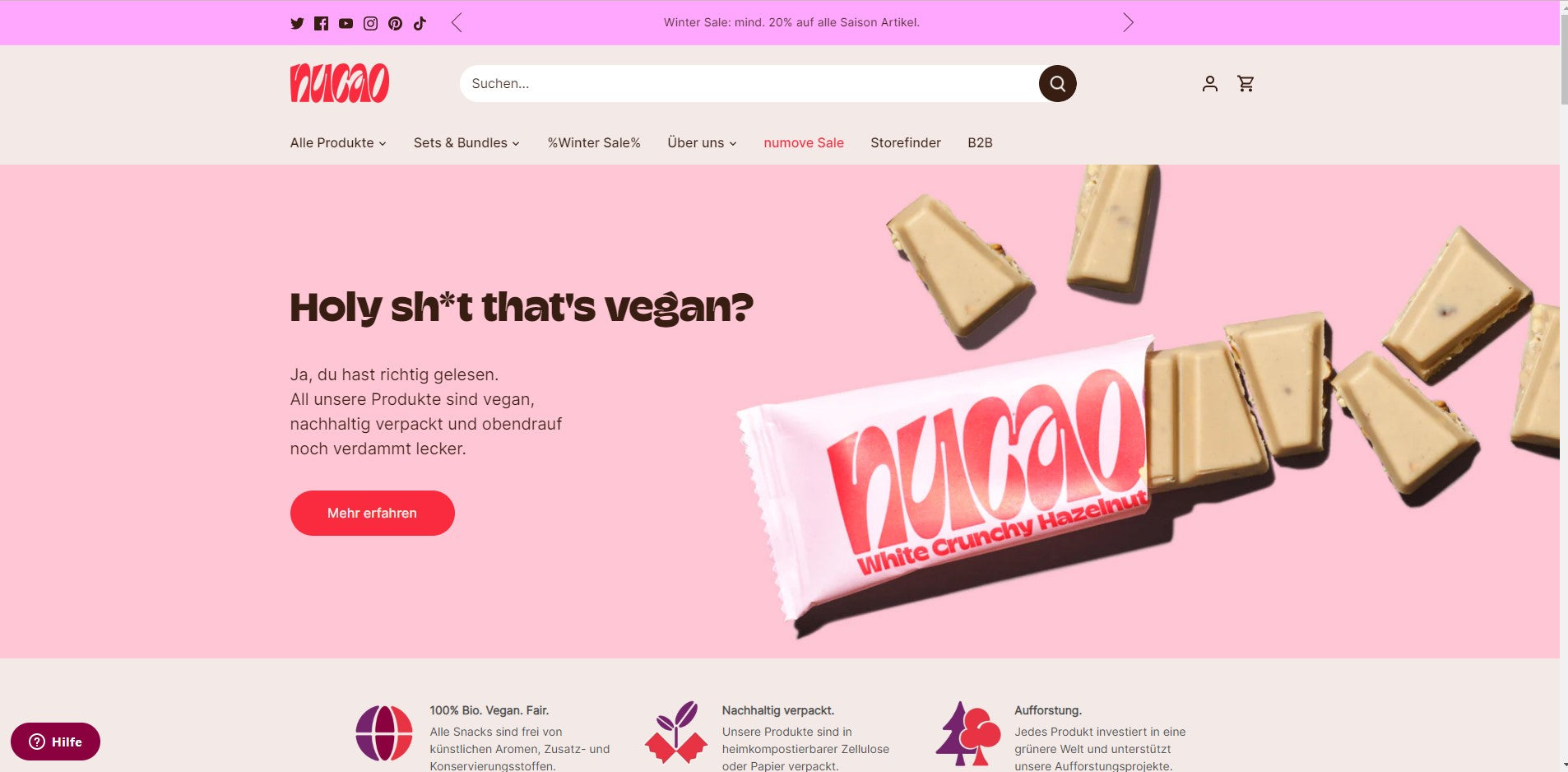 Wie das nachhaltige und vegane Schokoladen-Start-up the nu company die Farbe Rosa in seinem Store einsetzt.