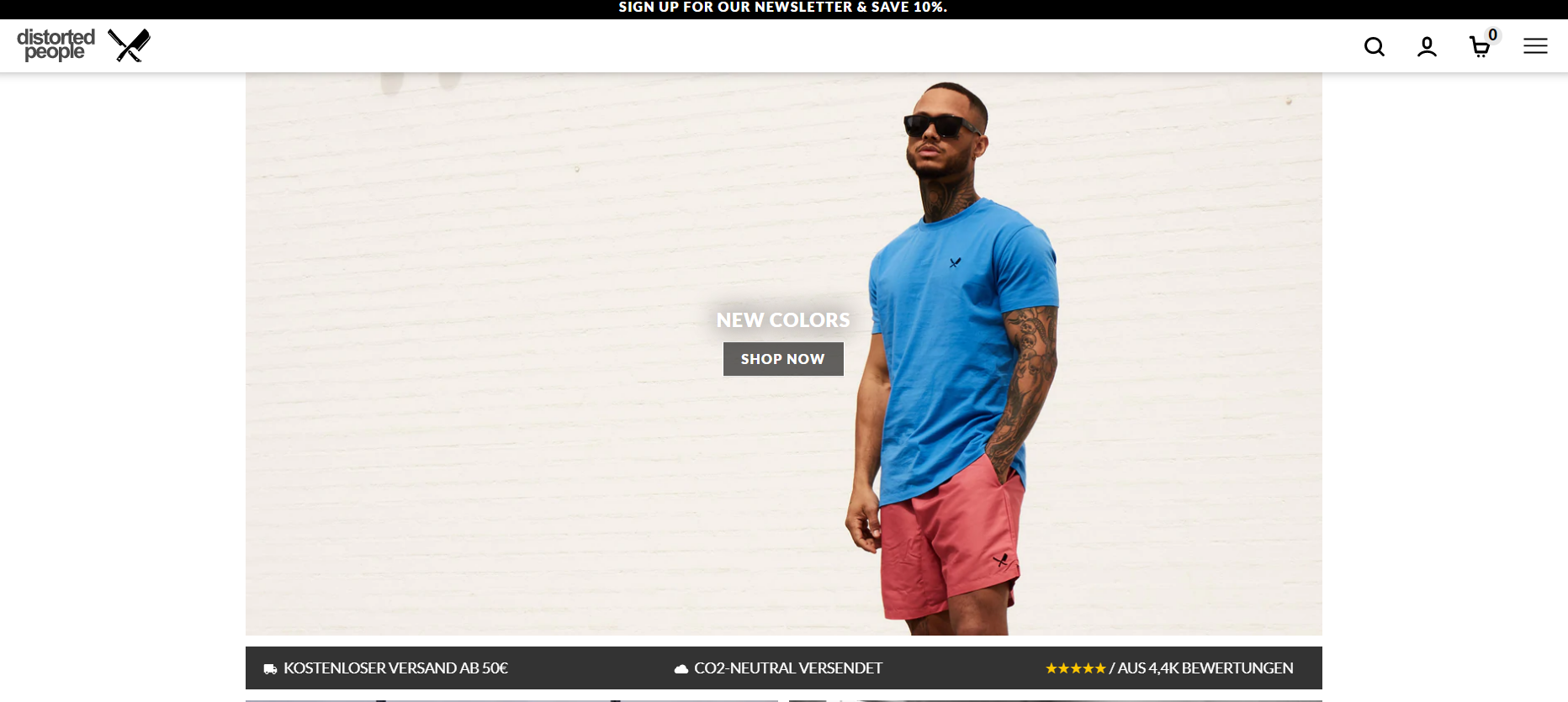 Die Website des Fashion E-Commerce distorted people. 