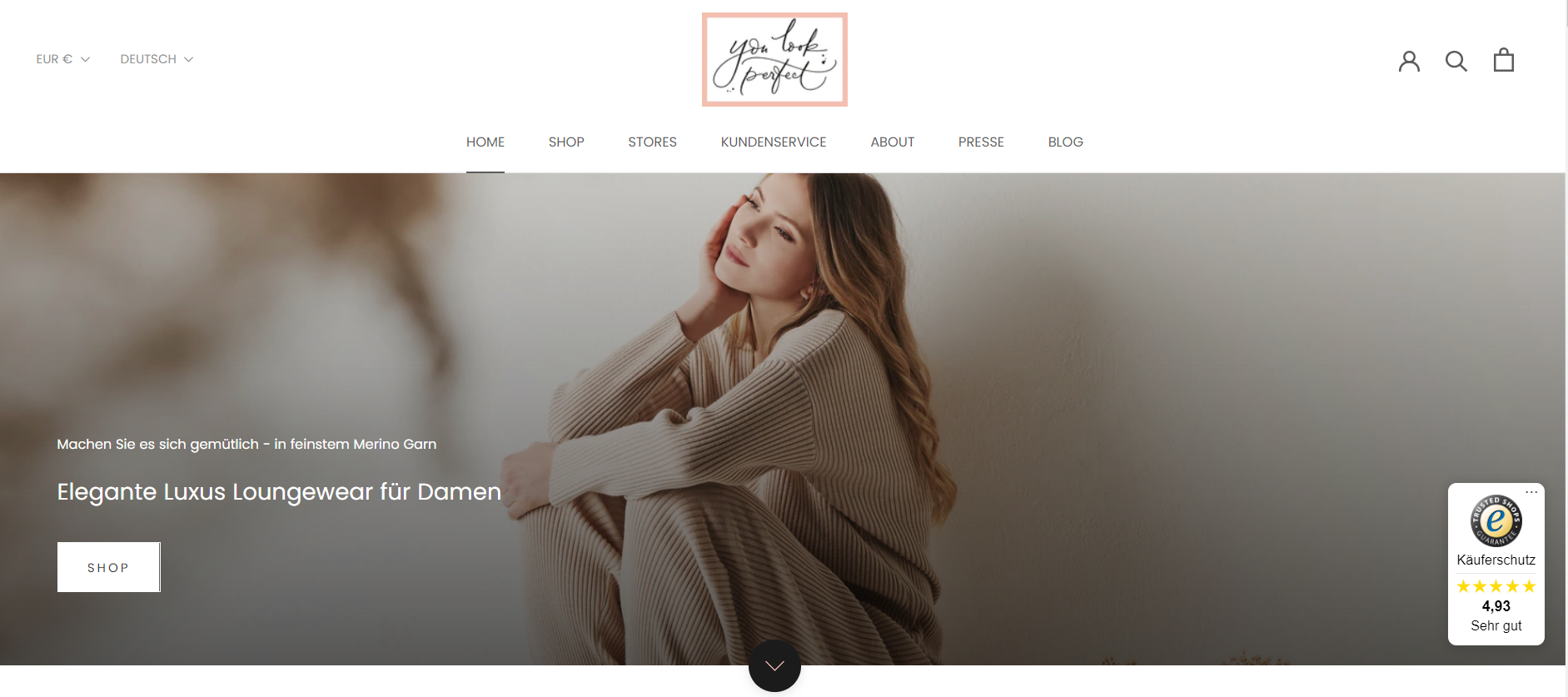 Die Website des Fashion E-Commerce YOU LOOK PERFECT.