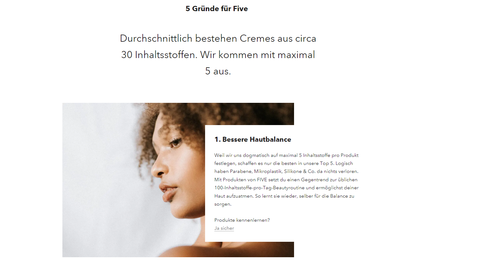 Five Skincare Über-uns-Seite