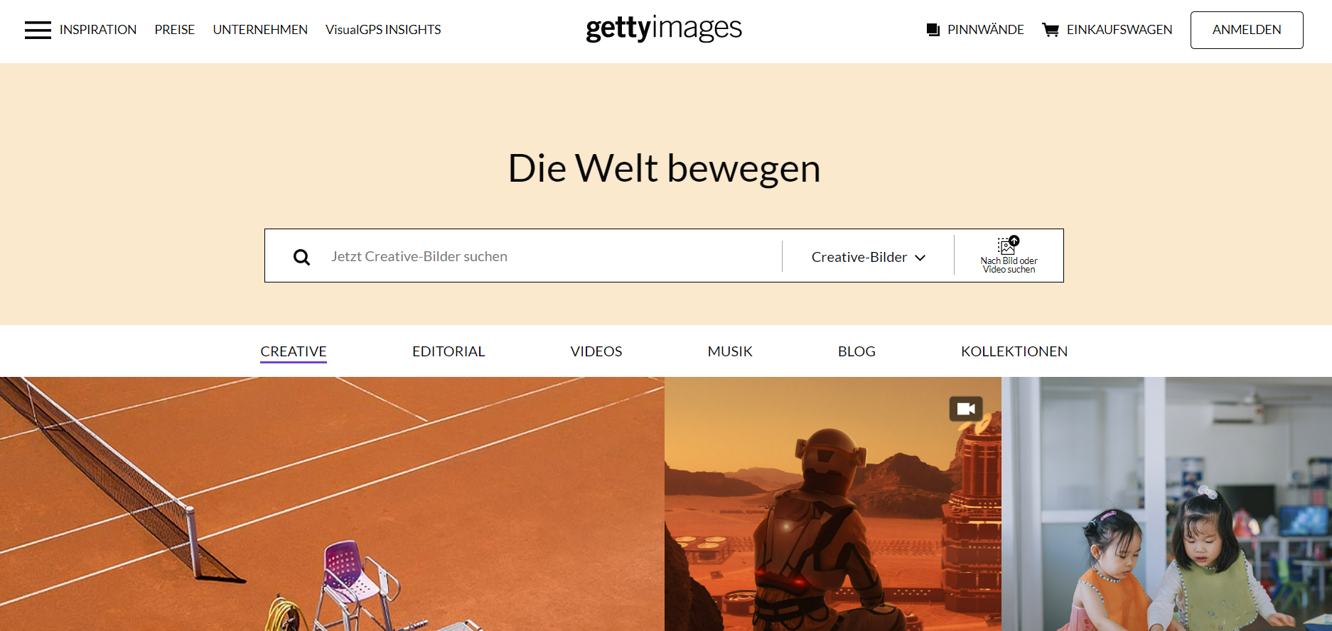 Fotos verkaufen: Beispiel Getty Images