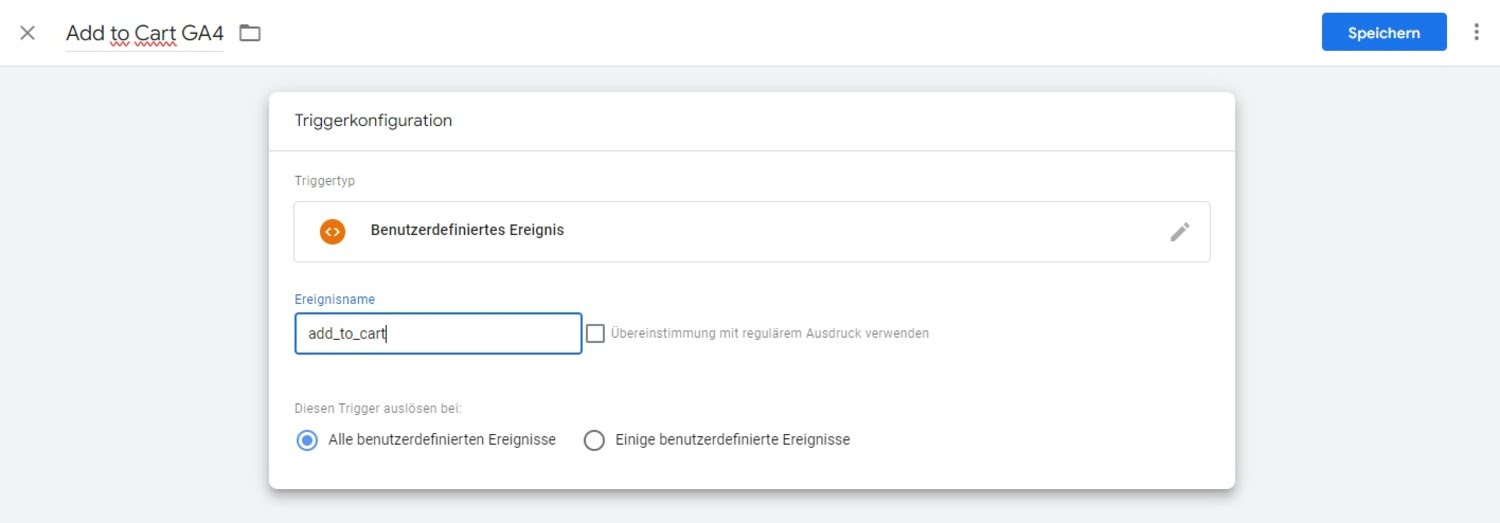 Triggerkonfiguration des Add to Cart Tags Im Google Tag Manager