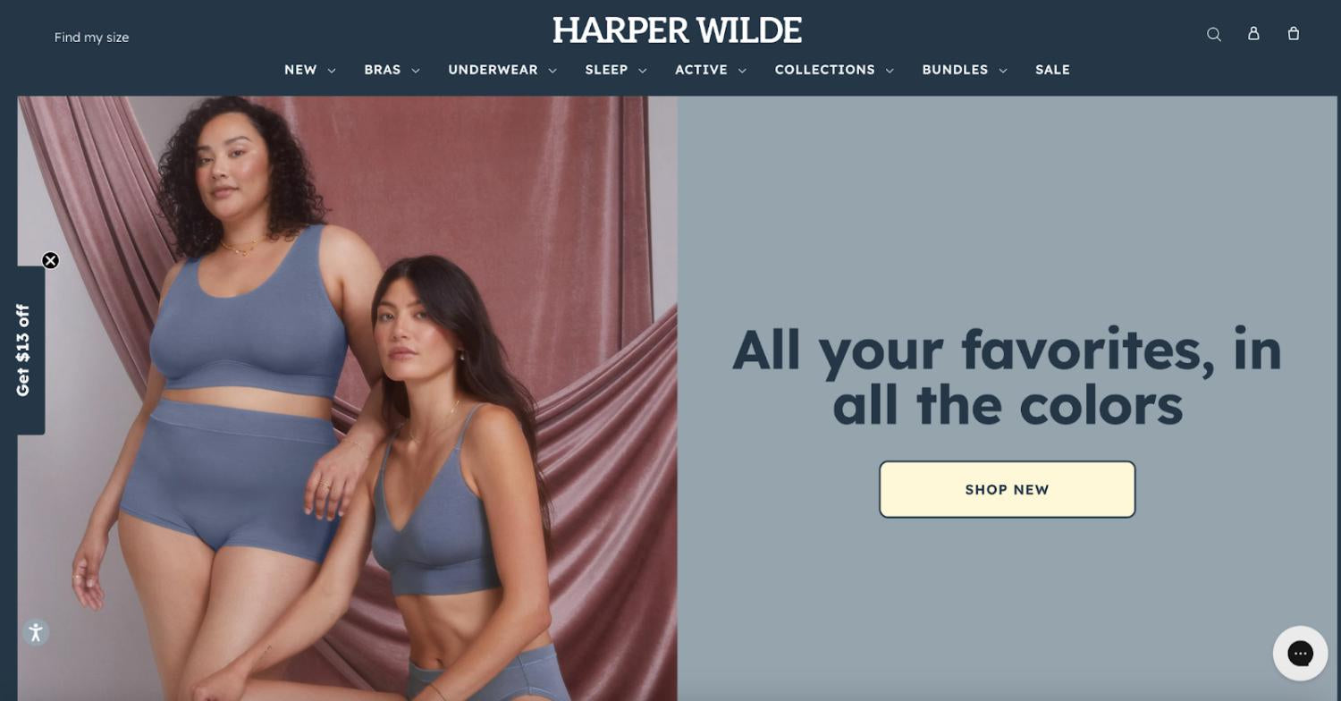 Screenshot der Harper Wilde-Website