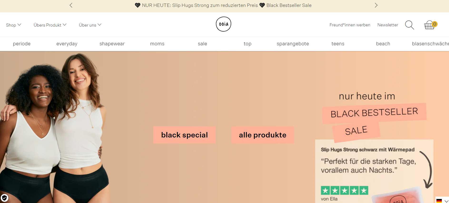 Die Homepage von ooia punktet mit gedeckten Farben und einigen helleren Farbakzenten.
