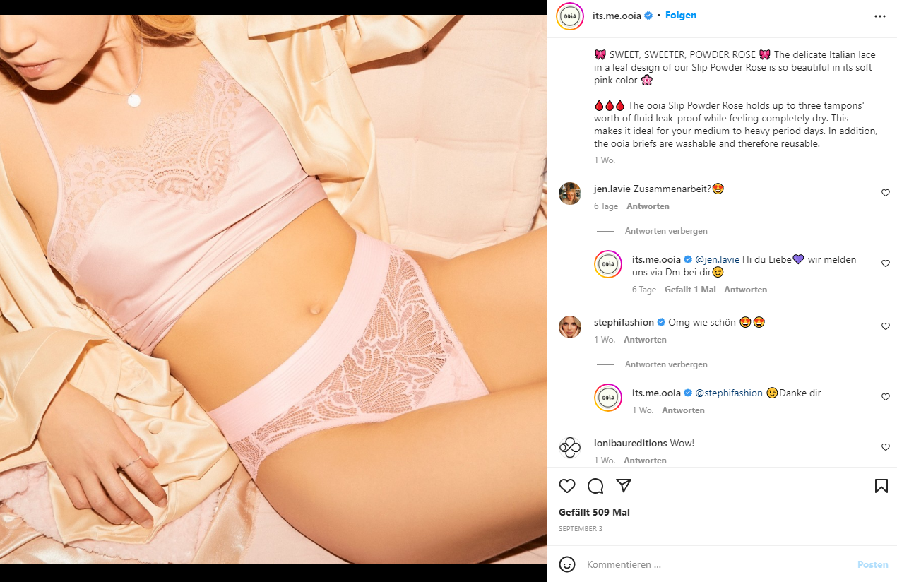ooia reagiert auf Kommentare der Follower:innen, um mehr Aufmerksamkeit des Instagram-Algorithmus zu erzielen