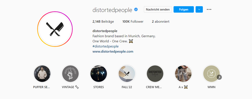 Die Instagram Bio von distorted people.