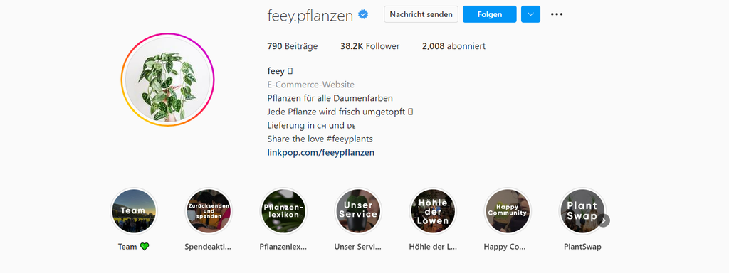 Die Instagram Bio von feey.