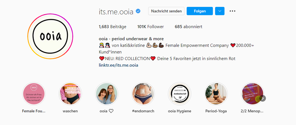 Die Instagram Bio von ooia.