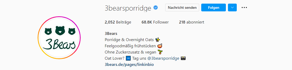 Die Beschreibung aus der Instagram Bio von 3bears.