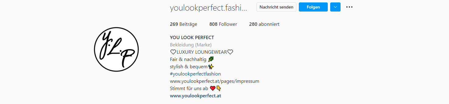 Die Instagram Bio von YOU LOOK PERFECT. 