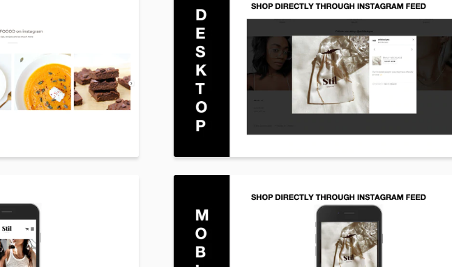 Darstellung von Desktop und Mobil-Ansichten der Instagram-App Instafeed - Instagram Feed für Shopify.