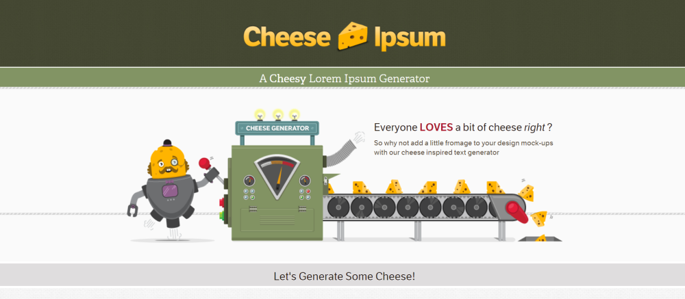 Lorem Ipsum Generator Beispiel: Cheese