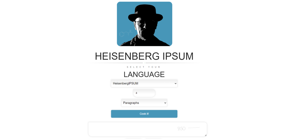 Lorem Ipsum Generator Beispiel: Heisenberg