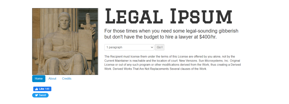 Lorem Ipsum Generator Beispiel: Legal