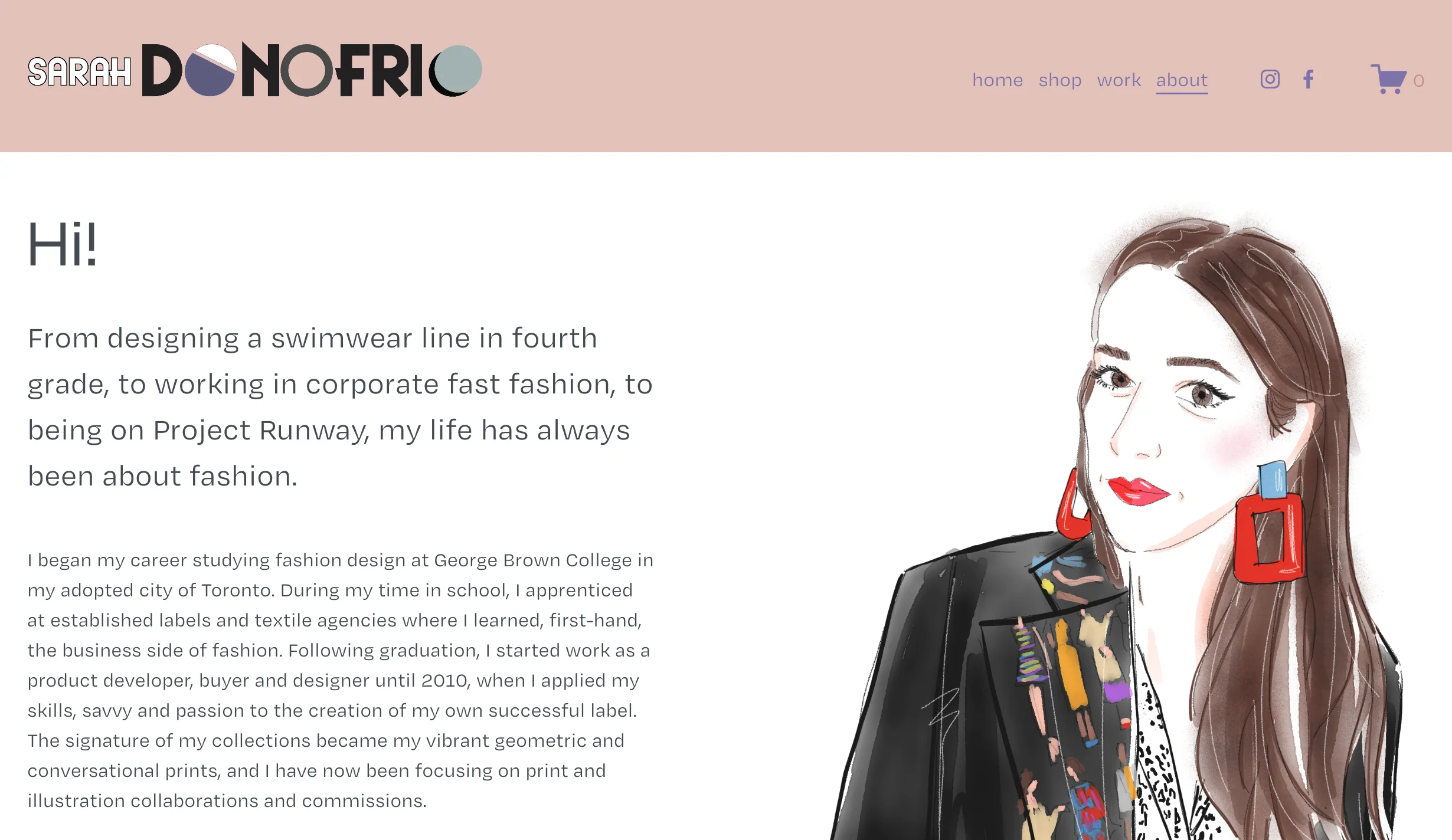 Die Über-uns-Seite der Website von Designerin Sarah Donofrio.