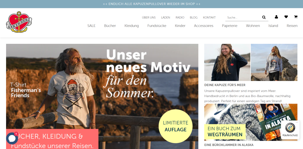 Online Shop Design Beispiel: Ankerherz