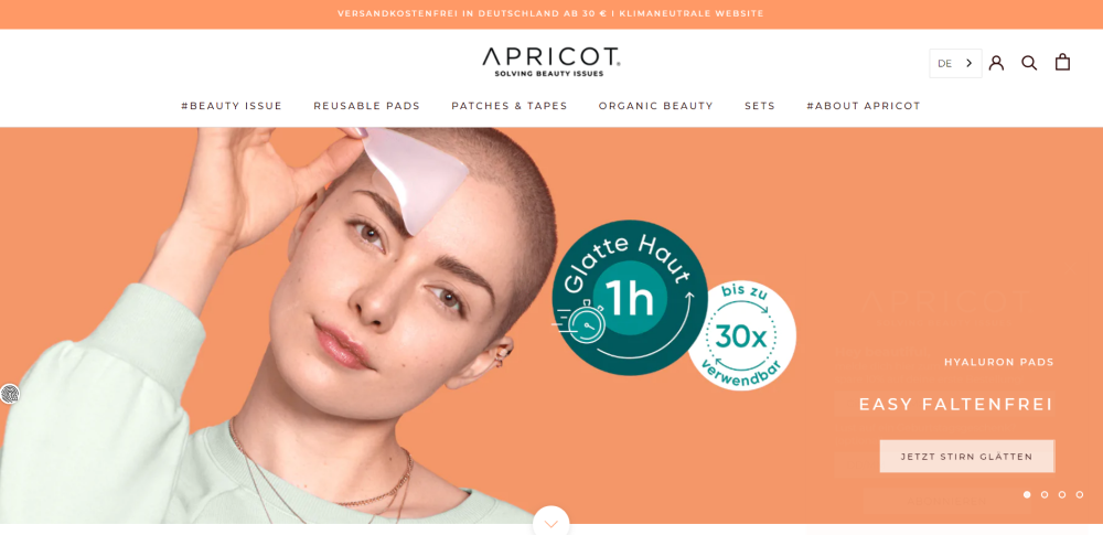 Online Shop Design Beispiel: Apricot