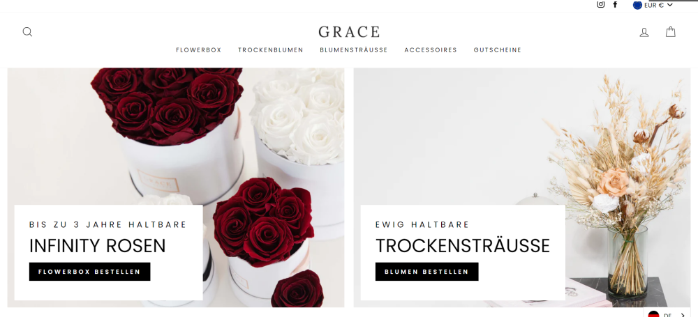 Online Shop Design Beispiel: GRACE Flowerbox