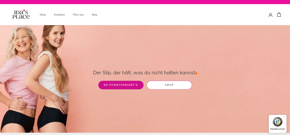 Online Shop Design Beispiel: Ida´s Place