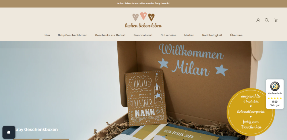 Online Shop Design Beispiel: lachen lieben leben