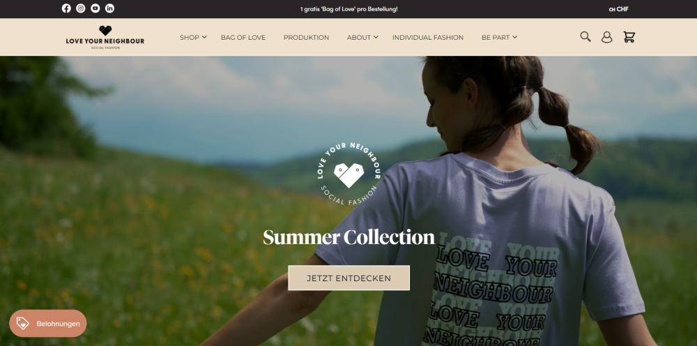 Online Shop Design Beispiel: Love Your Neighbour