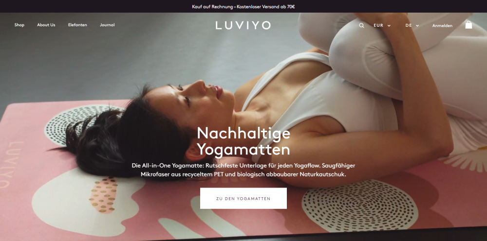 Onlineshop Design: Beispiel Luviyo