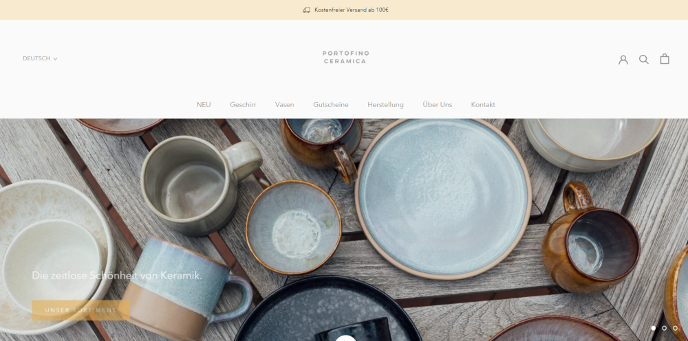 Online Shop Design Beispiel: Portofino Ceramica