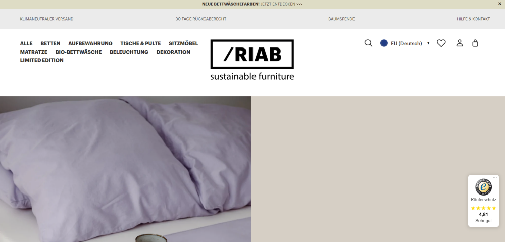 Online Shop Design Beispiel: RIAB
