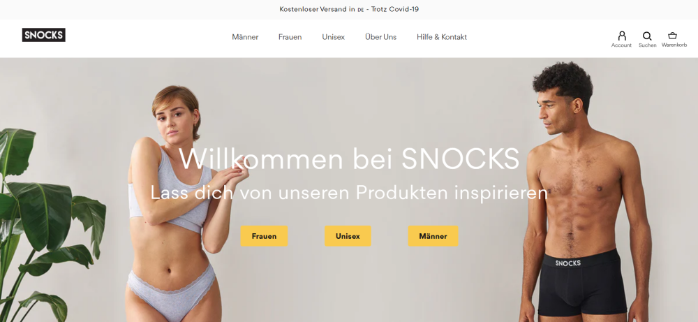 Online Shop Design Beispiel: snocks