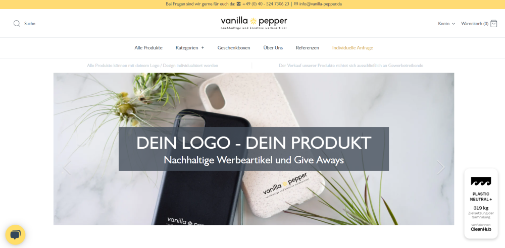 Online Shop Design Beispiel: Vanilla Pepper