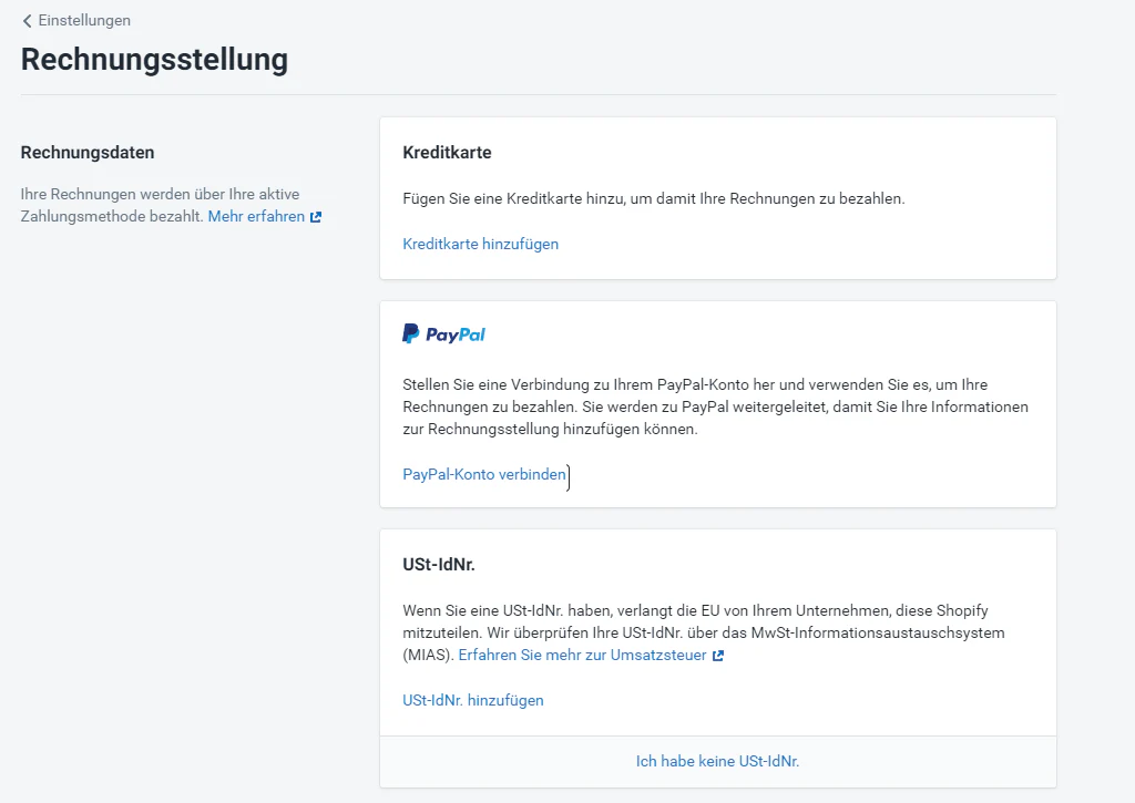Shopify mit Paypal zahlen