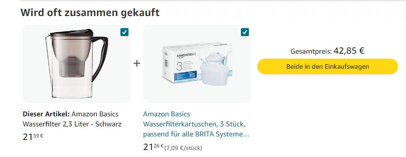 Um ein gutes Produkt für den Onlineshop zu finden lohnt es sich auch, sich die häufig zusammengekauften Artikel anzusehen.