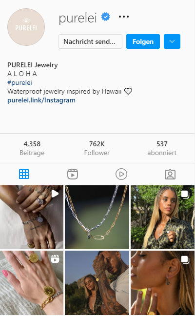 Das Instagram-Profil von PURELEI. 