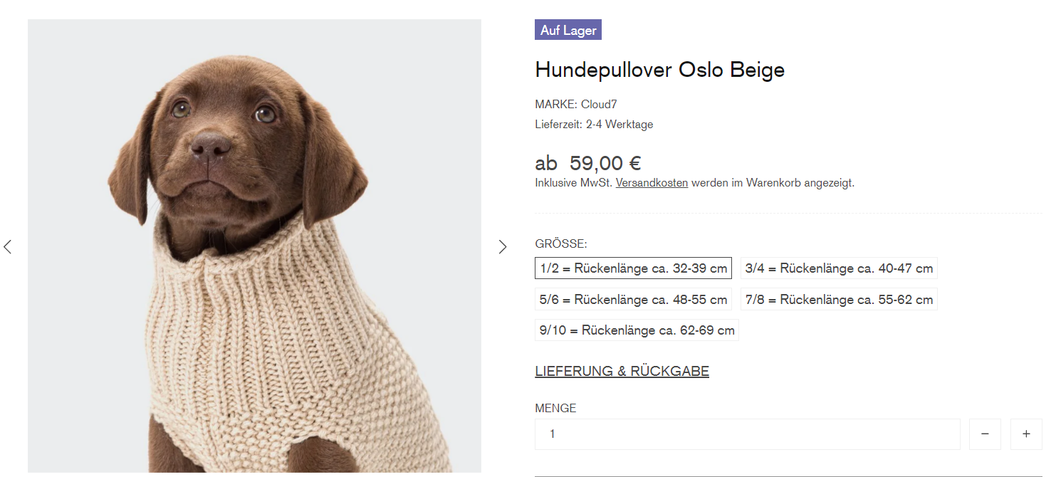 Selbstständig machen mit Tierbedarf: Hundepullover bei WOOFSTUFF