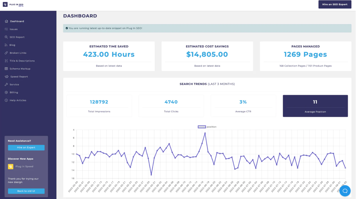 Screenshot der App Plug In SEO zur SEO-Optimierung