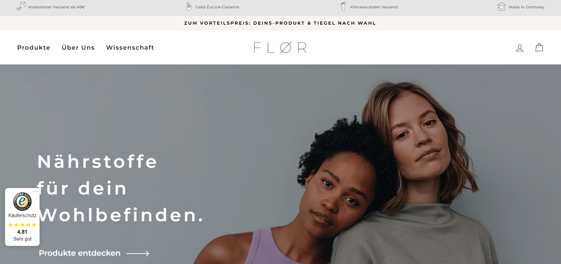 Der Shopify-Store von FLØR gehört zu den Gewinner:innen des Shop Usability Awards 2022. 