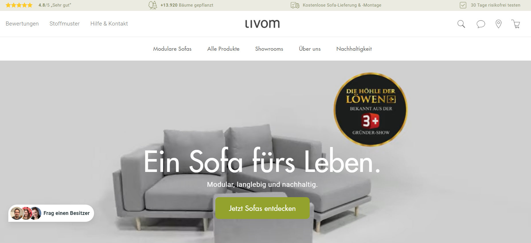 Der Shopify-Store von Livom gehört zu den Gewinner:innen des Shop Usability Awards 2022.