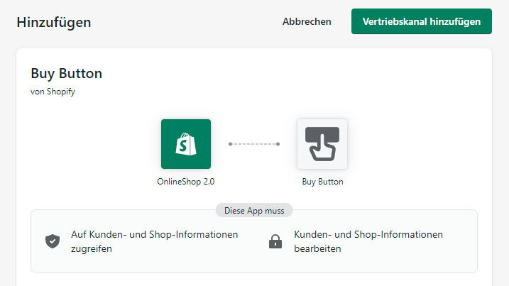 Den "Buy Button"-Vertriebskanal am Desktop zu deinem Shopify-Shop hinzufügen