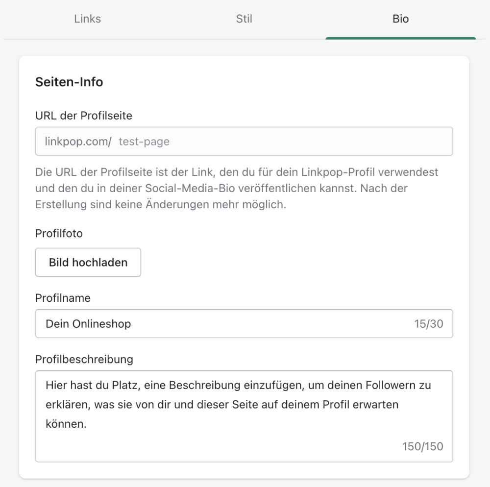 Das "Link-in-Bio"-Tool Linkpop von Shopify - Schritt 3: Hinzufügen deines Shop-Links