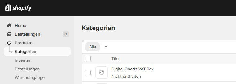 Dropshipping Steuern: Ordne digitale Produkte der Kategorie “Digital Goods VAT Tax“ zu