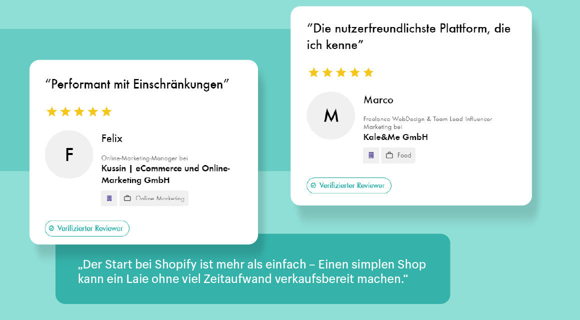 Shopify Bewertung von OMR - Hervorragende User Experience