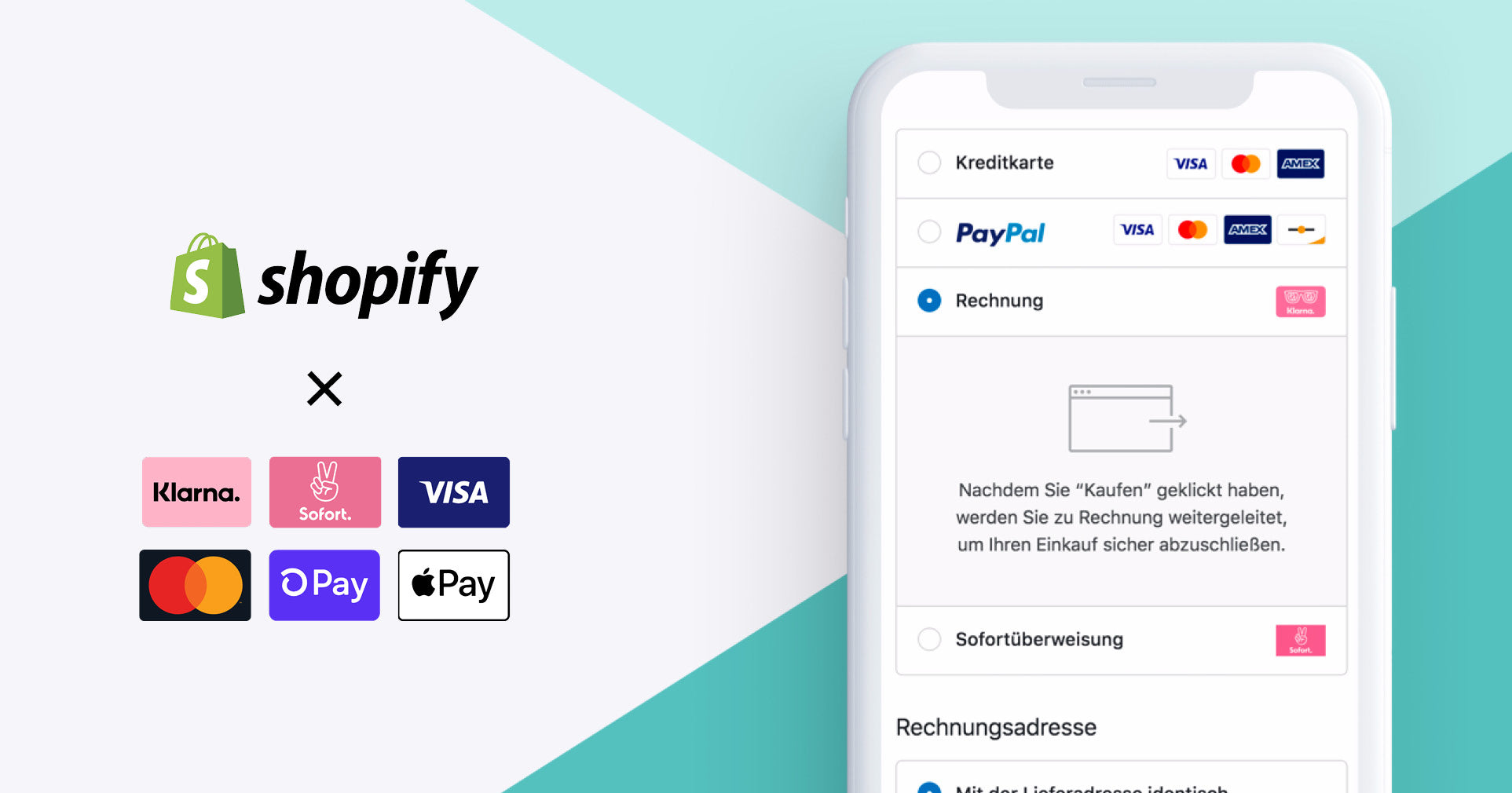 In einem Shopify Checkout werden Zahlungsmethoden von Shopify Payments angezeigt