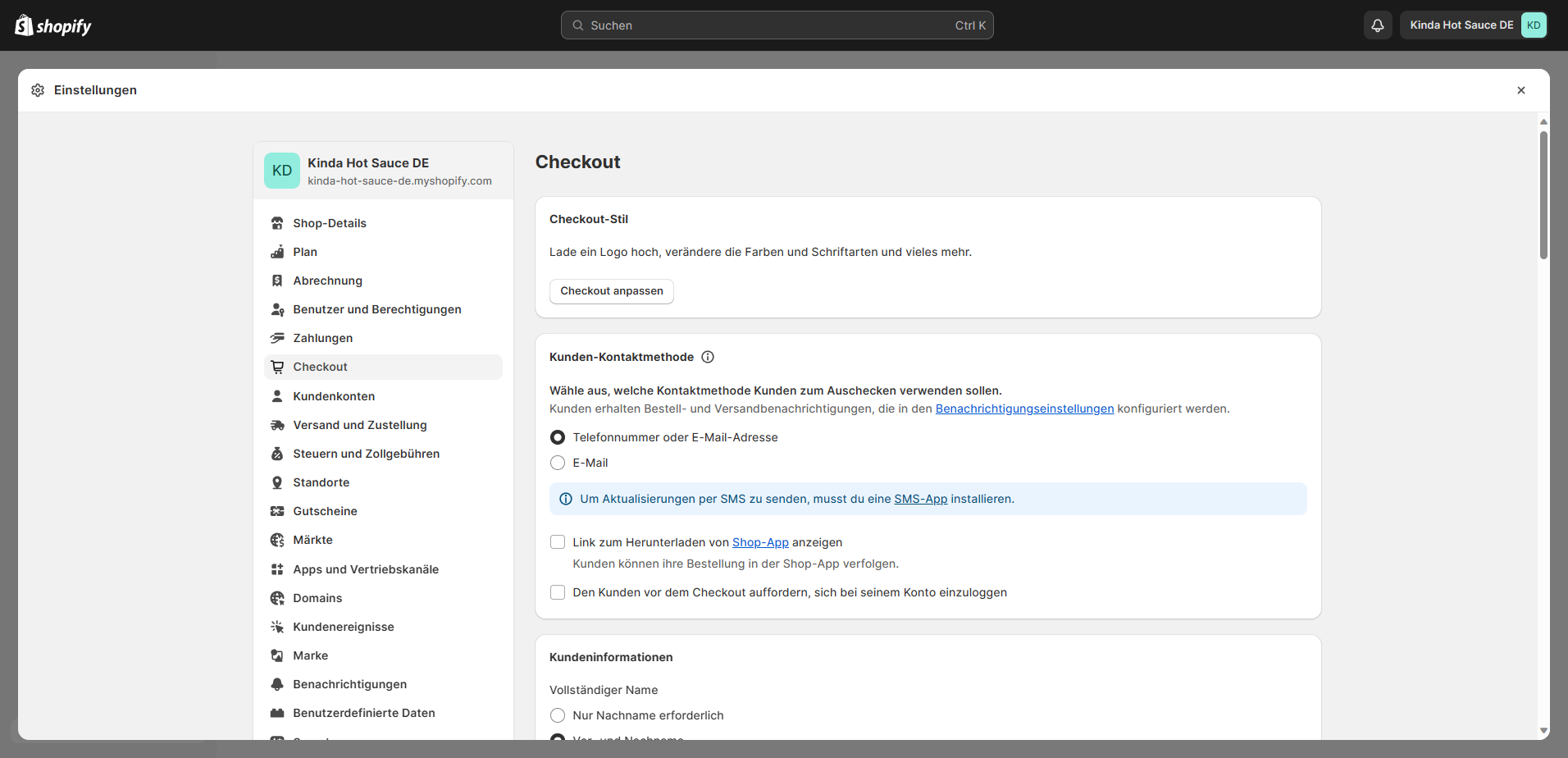 Shopify-Shop erstellen: Checkout anpassen