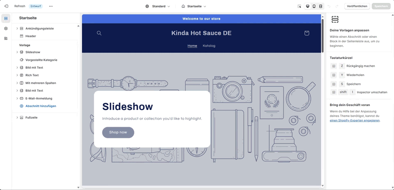Shopify-Shop erstellen: Homepage Design