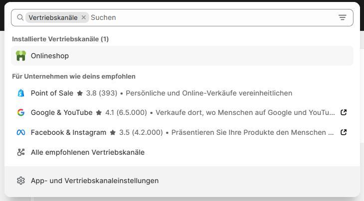 Shopify-Shop erstellen: Vertriebskanäle hinzufügen