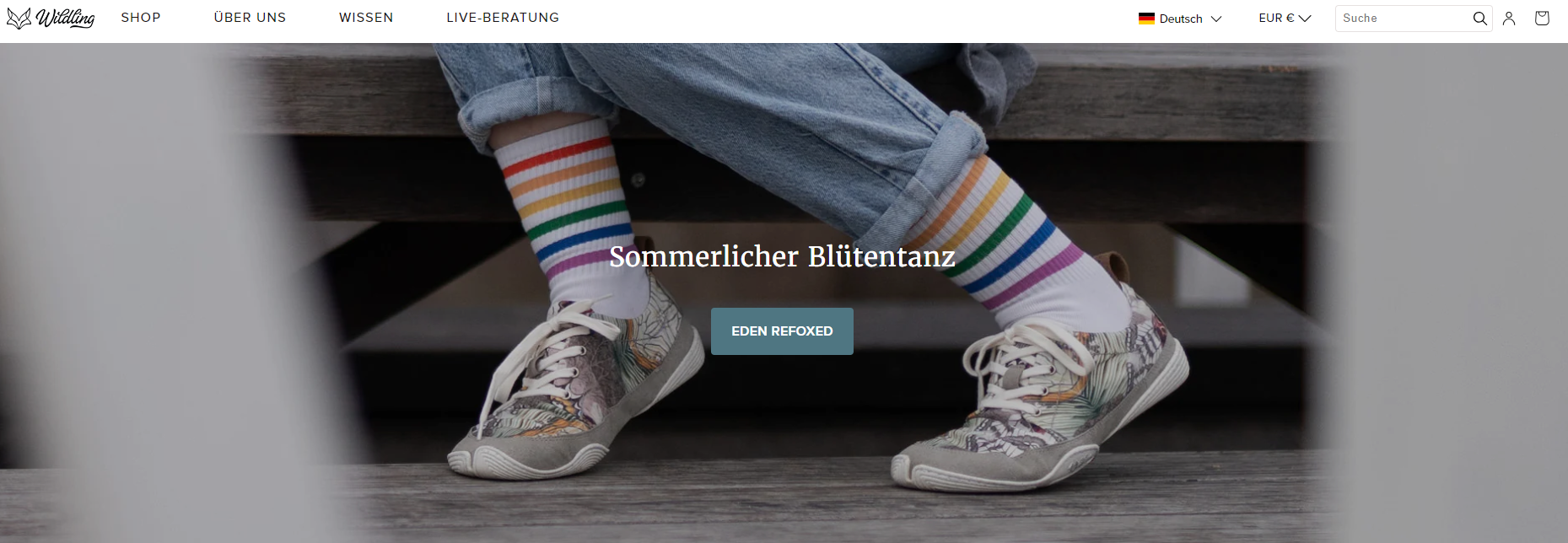 Startseite des Onlineshops von Wilding Shoes