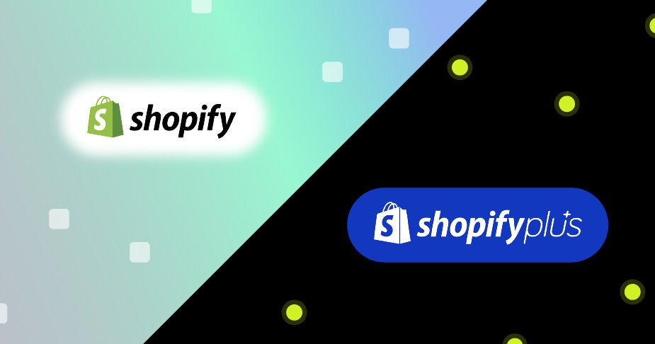 Die Grafik zeigt das Logo von Shopify und Shopify Plus.