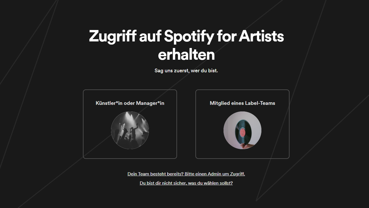Registrier dich für Spotify for Artists